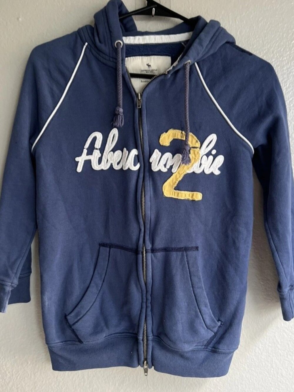 Abercrombie & Fitch y2k Women’s Sz S Navy Blue Full Zip Graphic Logo Hoodie